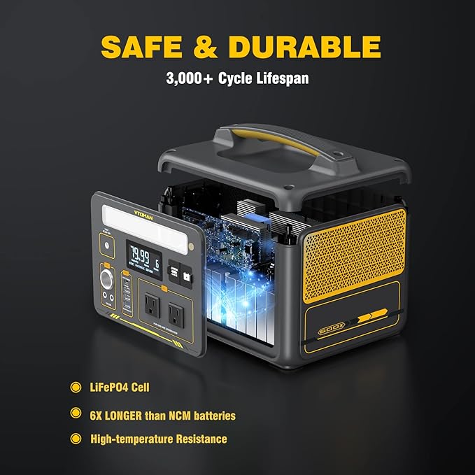VTOMAN 939Wh Portable Power Station Bundle with Extra Battery & 110W Solar Panel Included - Up to 1200W Solar Power Generator for Home Backup, Off-grid, Road Trip, RV, Camping, Fishing, Emergencies