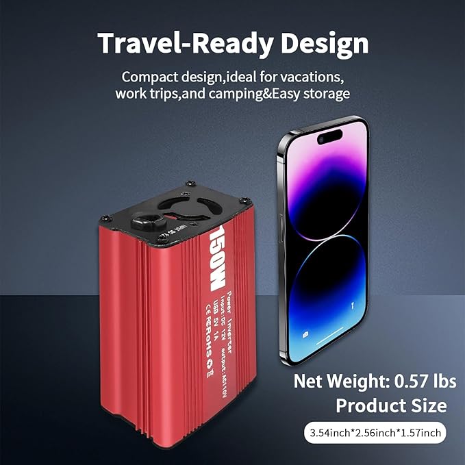 Car Power Inverters, 2000W/3000W Inverter 12v DC to 110v AC Converter with 3 AC Outlets 4 USB Port DC 5V/4.8A,Power Inverter 2000w,Car Power Converter for Truck/Home/Vehicles/Laptop Trip(150)