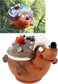Ceramic Garden Decor - Hedgehog Lawn stake - Outdoor statue - Perfect, unique gifts for gardeners woman, men, yard gifts - Handmade, Frostproof