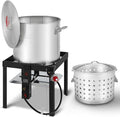 60 QT Aluminum Seafood Boil Pot with Basket and Burner, 100,000 BTU Propane Boiler with 10 PSI Regulator, Outdoor Fryer Kit for Seafood Boiling, CSA Certified
