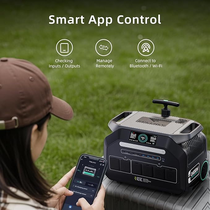 IEE 2400W/2048Wh Solar power station,P2400 Solar Generator(4800W Peak) With 500W Solar Panel,1800W Super Fast Charging,APP Control Emergency Power Station for Home, Camping, Power Outages