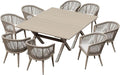 PURPLE LEAF Outdoor Dining Set for 8 All-Weather 10 Pieces Patio Aluminium Dining Oversized Table and Rope Weave Chairs Included Cushions for Backyard Indoor Kitchen Patio Furniture Set Champagne