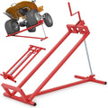 Goplus Lawn Mower Lift, 880LBS Folding Riding Mower Lift Jack with Adjustable Height, Manual Handle, Rotating Sleeve, Heavy Duty Lawn Tractor Lift, Zero Turn Mower Lift for Garden Farm, No Assembly