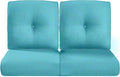Pop 22x25/22x24 Outdoor Seat Cushions Set of 2 - Comfortable High Back Water-Resistant Patio Wicker Chairs Cushion for Dining Rocker Glider Loveseat Couch Sectional Sofa - Turquoise/Button