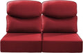 Luxury 22x24/22x25 6-Inch Smile Outdoor Seat Cushions Set of 2 - Superior Comfortable Water-Repellent Patio Chair Cushion for Porch Rattan Dining Swivel Chair Loveseat Sectional Sofa - Red