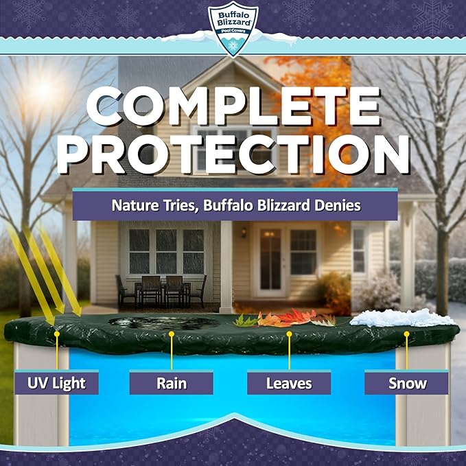 Buffalo Blizzard Ripstopper 24 ft Round Winter Pool Cover | Green Heavy Duty Cover for Closing Above Ground Swimming Pools | Easy to Install | Cold & UV Resistant | Shields from Seasonal Debris