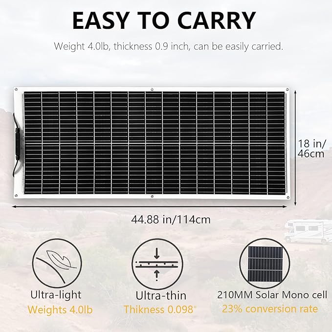 XINPUGUANG 800w 24V Solar System Kit 100w Flexible Solar Panels Monocrystalline Cell Module 2000w 110v Inverter ，12v/24v 45A Controller Off Grid Solar Battery Charge for RV,Cabin,Tent,Boat (800W)