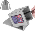 AFIING MTG Deck Box for Commander Display,Card Deck Box Fits 100 Double Sleeved Cards, Magic Commander TCG Card Storage Box with 2 Dividers,Drawstring Bag and 1 Toploader(Silver/grey)