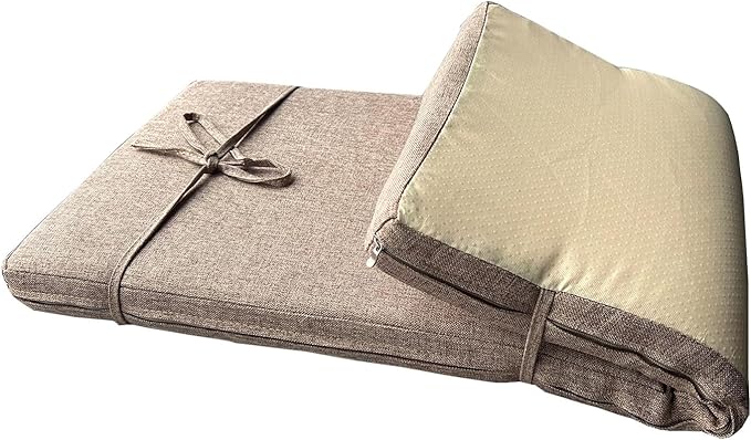 32 x 12 Inches Piano Bench Cushions for Indoor Furniture with Ties Non Slip Kitchen Dining Room Bench seat Cushion for Shoe Storage Ottoman Window Settee Pad, Khaki