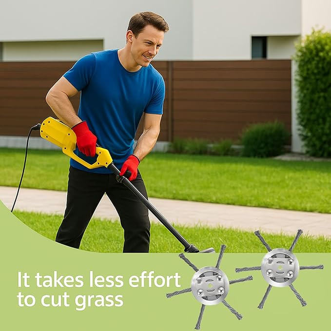 Steel Wire Grass Trimmer Head, 6 Inches Universal Steel Wire Weed Trimmer Head, String Trimmer Replacement Head for Electric Battery Powered Cordless String Trimmer-0.22 inch Hole (1, Silver)