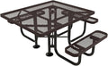 COATEDOUTDOORFURNITURE Heavy-Duty Portable ADA-Compliant Outdoor Picnic Table with Umbrella Hole, Expanded Metal Patio Dining Furniture Made in America (46" Square Top, Brown)