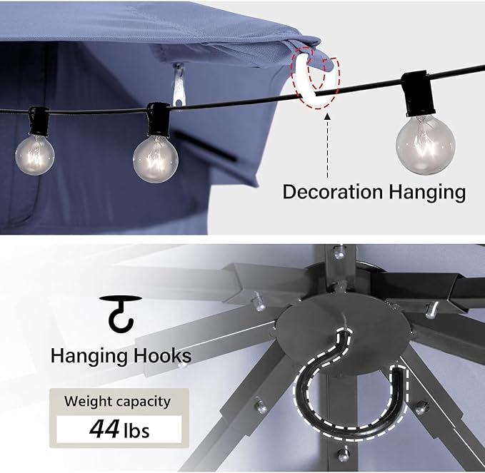 LAUSAINT HOME Outdoor Patio Gazebo 12'x12' with Expansion Bolts, Heavy Duty Party Tent & Shelter with Double Roofs, Mosquito Nettings and Privacy Screens for Backyard, Garden, Lawn, Navy Blue