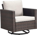 Outdoor Patio Swivel Rocker Chairs - Single Wicker Patio Swivel Rocking Chair with Waterproof Wicker,Comfortable Cushions and Sturdy Metal Frame for Outside Porch Deck Backyardd(Brown/Beige/1PC)