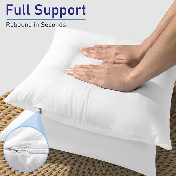 Pack of 2 16x16 Outdoor Pillow Inserts, Water Resistant Throw Pillow Inserts, Cushion Inner Pads for Patio, Furniture, Sofa, Bed, Living Room, Garden Decorative Waterproof Pillow Inserts