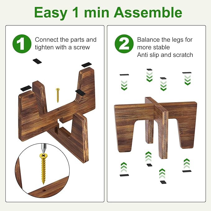 Plant Stands Indoor Outdoor, Plant Risers for Inside Pots Sturdy Short Plants Holder, Flower Pot Stand for Indoor Plants, Small Single Floor Plant Bamboo Display Stand (Natural 12")