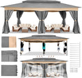COBIZI Gazebo 12x20 Heavy Duty Gazebos with Curtain and Netting Outdoor Gazebo Canopy Double Roof Patio Gazebos with Metal Steel Frame for Patio, Garden, Backyard (Gray)