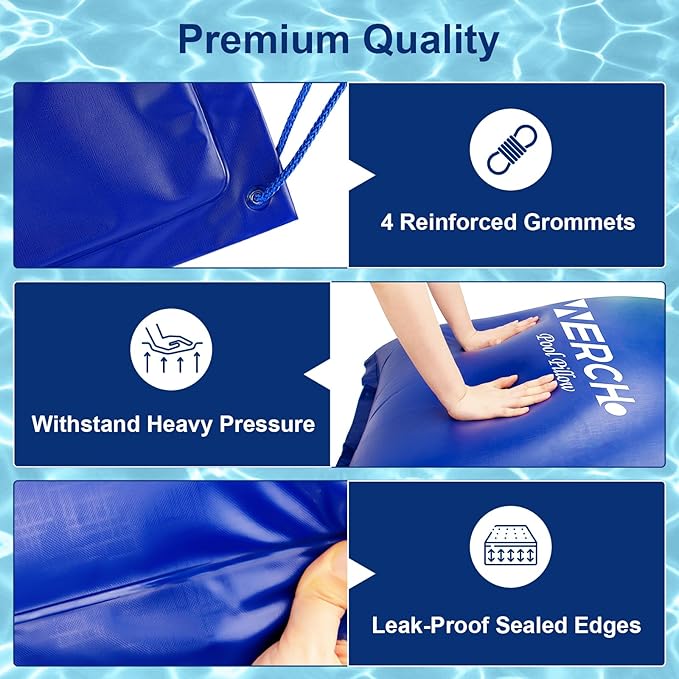Pool Pillow for Above Ground Pool, 4 x 8 FT Ultra Thick Pool Pillow with PVC Material 0.5mm Thick Cold-Resistant Winter Pool Pillow for Above Ground Pools and Winterizing （2x16ft Rope）
