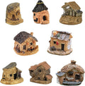 Mini House Figurine 8PCS, Mini Cottage Miniature Gardening Landscape Micro Village Stone Houses Fairy Garden Accessories for Home Decoration