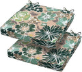 Magpie Fabrics Square Corner Seat Cushion, 18" x 18" x 2.5", 2 Pack, Indoor/Outdoor Waterproof Weather Resistant Universal Chair Pads for Patio Garden Dining - Green Floral