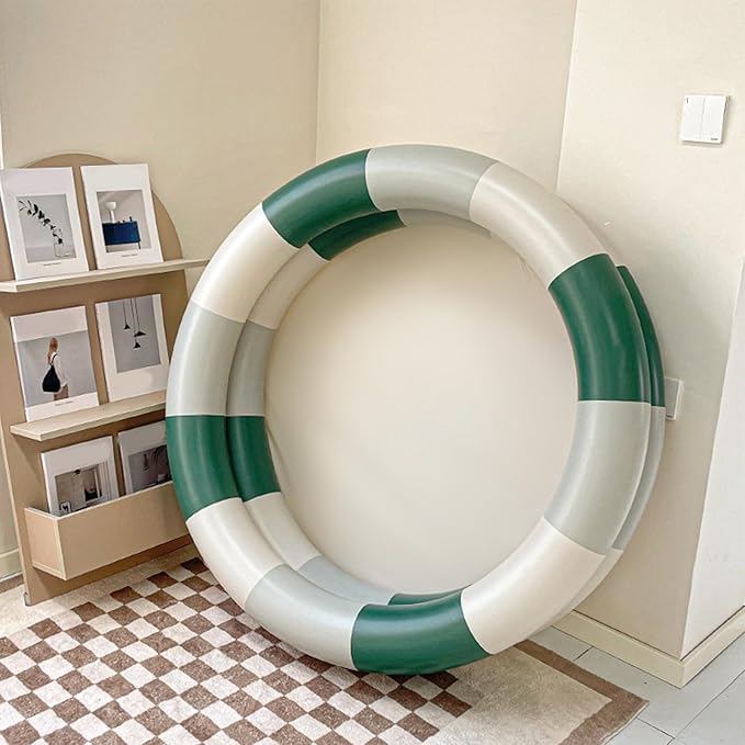 Inflatable Baby Retro Swimming Pool Family Cute Style Thickened Water Pool for Kids Indoor Outdoor Play (Green Stripe)