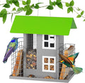Metal Bird Feeders for Outdoors Wild Bird Feed with 2 Suet Cage Cake Squirrel Proof Hanging Feeder Large Capacity Wild Bird Feeder Easy Clean&Anti-Rust Attracting Birdhouse Green