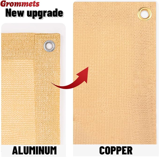 SUNNY GUARD Shade Cloth Custom Size 5x6 FT Sun Shade Screen Fabric Shade Cover Tarp with Grommets for Pergola Backyard Garden, Sand(We Customized)
