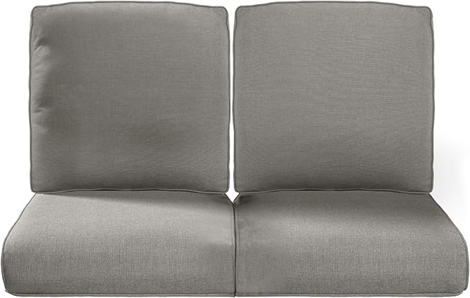 Pop 22x25/22x24 Outdoor Chair Cushions Set of 2 - High Back Deep Seat Water-Resistant Patio Wicker Chairs Cushion for Rattan Dining Rocker Glider Loveseat Couch Sectional Sofa - Grey/Classic