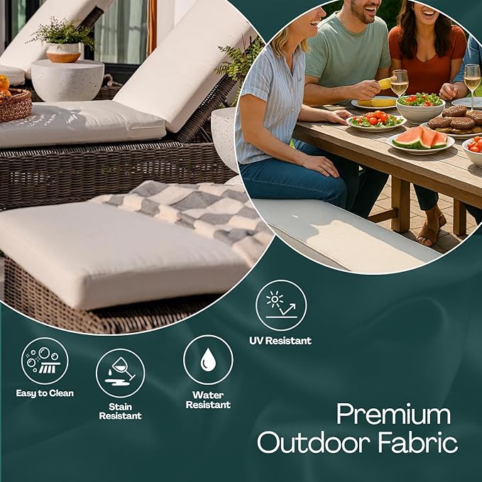RSH DECOR: Lumbar Throw Pillows Set of 4 | 20” x 12" | All-Weather Spun Fabric | Water and Fade-Resistant | Outdoor Support Pillows for Patio Furniture | Gregoire Fresco - Made in USA