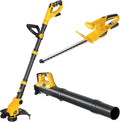 Cordless Hedge Trimmer+String Trimmer+Leaf Blower Combo Compatible with Dewalt 20v Max Battery(Tool Only), Cordless Weed Wacker & Shrub/Bush Trimmer & Electric Leaf Blowers for Lawn Care, Garden, Yard