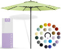 Midtown Umbrellas Push and Pop 9 Feet Outdoor Umbrella, Pear Stripes Polyester Fabric - Fiberglass Ribs Deck Patio Umbrella, Backyard Umbrella, Garden Umbrella & Pool Umbrella - Black Pole