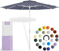 Midtown Umbrellas The Swilt 9 Feet Patio Umbrella in Terylast Purple Texture Polyester Fabric - Fiberglass Ribs, Auto-Tilt Aluminum Frame For Backyard, Deck, Garden, Pool - White Pole