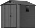 Devoko 6x6 FT Plastic Outdoor Storage Shed - Lockable Resin Tool Shed with Window & Floor - Easy Assembly for Garden, Backyard, Deep Gray