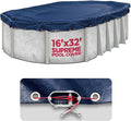 16 x 32 ft Oval Pool Covers for Above Ground Pools, Oval Winter Pool Cover, Swimming Pool Cover, Keeps Out Debris, Cold and UV Resistant, Supreme Mesh, Navy Blue