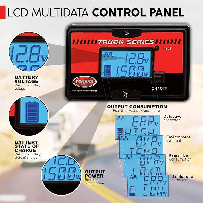 Tundra M Series - Truck Power Inverter - Modified Sine Wave 1500W / 12 Volts DC to 120 Volts AC - M1500