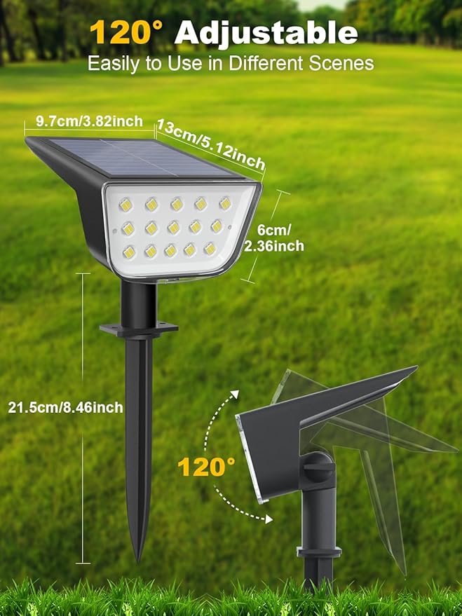Solar Spot Lights Outdoor, Ultra Bright Solar Garden Lights Warm White, IP68 Waterproof Landscape Spotlights, 800LM 2700K for Yard Garden Wall Driveway, 4 Pack