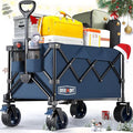 Overmont Ultra-Compact Collapsible Wagon Cart - 200L Portable Folding Wagon with All-Terrain Wheels Utility for Beach, Grocery Shopping, Camping, and Gardening – 330lbs Load Capacity Blue