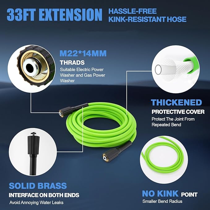 2025 New 5000PSI Electric Pressure Washer, Power Washer with 33FT Resistant Extension Hose and 4 Nozzles, Compatible with Extended Undercarriage Cleaners, Professional Powerwashers for Home/Car(Blue)