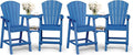 Ciokea Tall Adirondack Chairs Set of 4, HDPE Outdoor Adirondack Bar Stools with Double Connecting Tray, Weather Resistant High Back Adirondack Balcony Chairs for Deck, Lawn, Pool, Backyard, Navy Blue