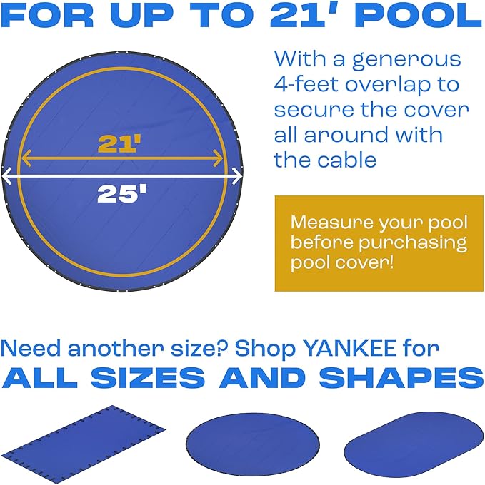 Winter Pool Cover 21 ft Round for Above Ground | Extra Thick & Durable Above-Ground Pool Cover | Sapphire Series of Premium Cold- and UV-Resistant Pool Cover | by Yankee Pool Pillow