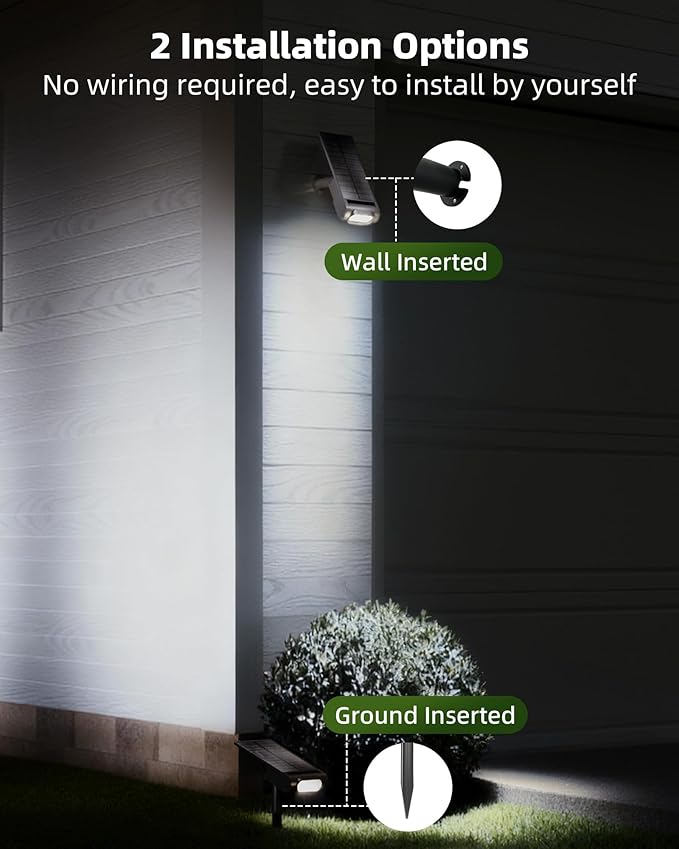 EZVALO Solar Spot Lights Outdoor Waterproof IP67, 3 Lighting Modes Landscape Spotlights, Efficient King-Size LEDs, Solar Powered for Garden Yard Pathway (4Pack-Cool White)