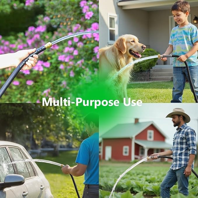 Leader Garden Hose 15ft x 3/4", Heavy Duty Short Water Hose, Female to Female Fittings, Five Layered Braiding for Durability, 1000PSI Burst, 300PSI Working (Black)