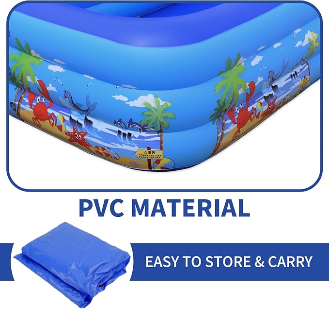 Baiao Inflatable Swimming Pool for Adult, Blow Up Pool for Backyard, Garden, Indoor, or Summer Outdoor Paly Water Happy Family Time 118" x 68" x21" (300CM)