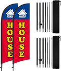 2 Packs Open House Flag for Real Estate 8 Ft Open Feather Flags Banner with Pole Kit and Ground Stake for Outside Outdoor