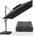 PURPLE LEAF 10' x 13' Cantilever Patio Umbrella Outdoor Umbrella with 330lbs Base Large Rectangular Windproof Offset Umbrella for Pool Deck Garden, Graphite Grey