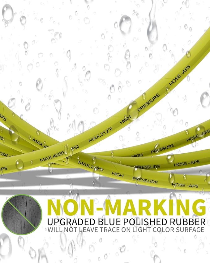 Pressure Washer Hose 125FT 3/8" for Cold and Hot Water 212°F, with Swivel Quick Connect, 4500PSI Kink Resistant Grade Steel Wire Braided, Power Washer Hose With 2pcs M22-14mm Adapter