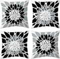 Qahing Pack of 4 Outdoor Waterproof Pillow Covers 20x20 Decorative Outdoor Throw Pillows Garden Square Cushion Cases for Patio Furniture, Couch, Tent Sunbrella, Bench, Black Grey