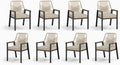 Patio Wicker Chair Sets of 8, Outdoor Dining Chairs with 3.1 inch Seat Cushions, Sturdy Metal Frame & Wood Grain Armrest, Beige