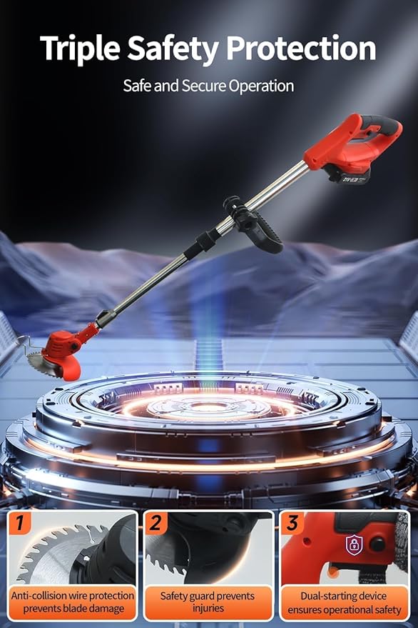 Cordless Weed Wacker, Electric Weed Eater, Grass Trimmer Cordless, 2 Batteries, Weed Erimmer,GCJ-Hong