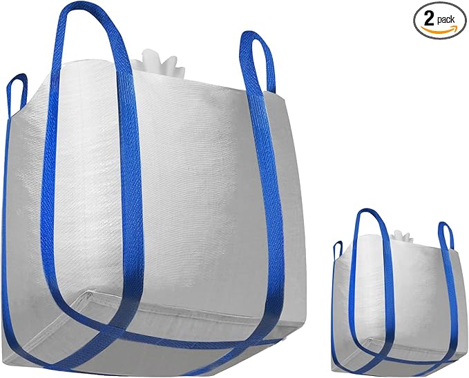2 Packs FIBC Bulk Bags,Holds up to 4400 lbs Construction Bags Heavy Duty,210-Gallon Woven Polypropylene Dumpster Bag for Industry Agriculture and Construction,Sealable Top