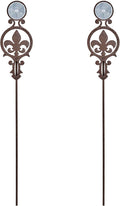 Touch of Class Pathways Reflective Driveway Marker Stake Set of Two for Outdoor Use | Fleur-de-Lis Emblem Design | Personalized Tall Reflector Set of 2 | Weathered Bronze Durable Finish